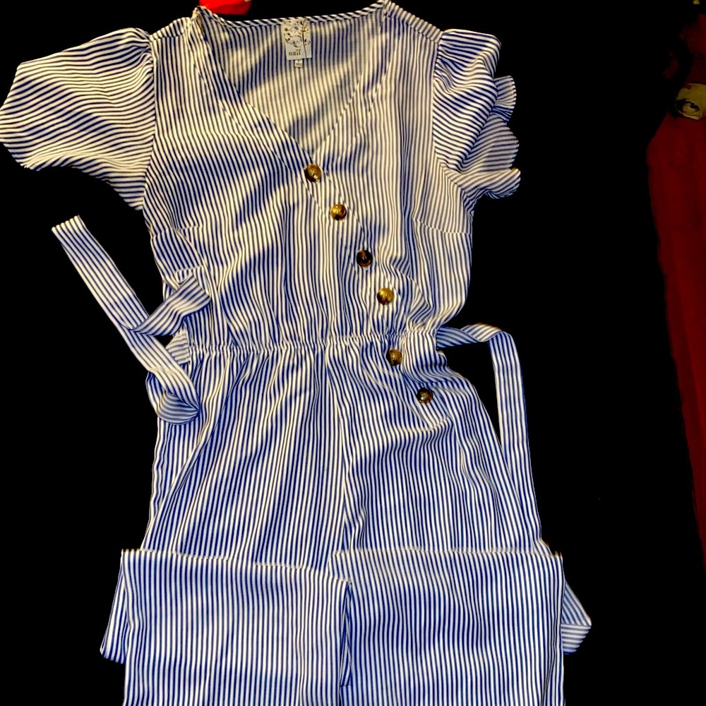 Blue and white summer jumpsuit